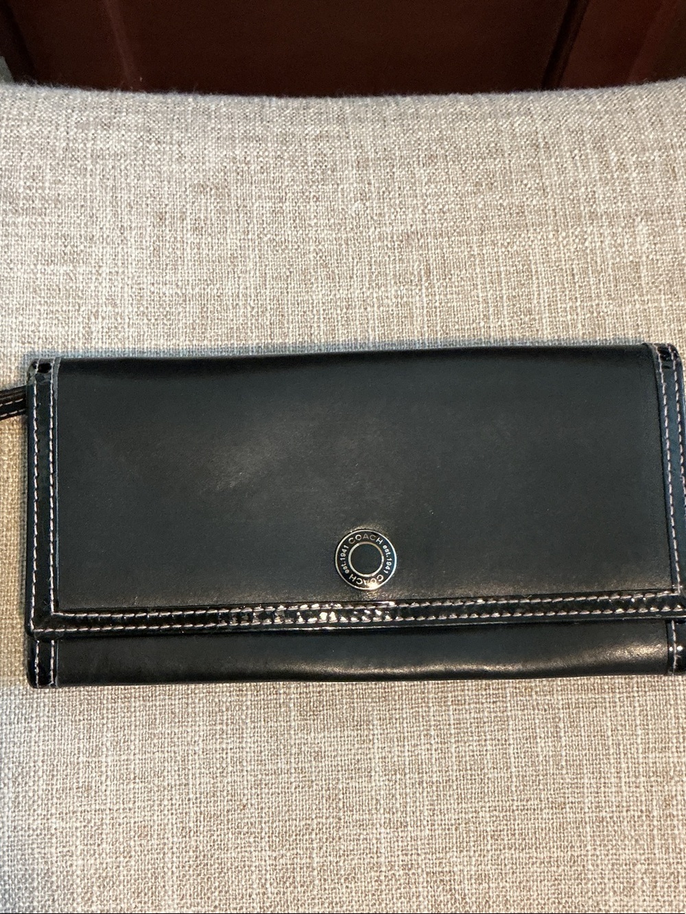 Coach Black Leather Continental Clutch Wallet
